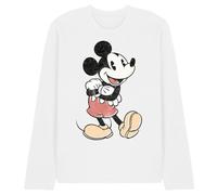 Disney Mickey Mouse Vintage Mickey Unisex Long Sleeve T Shirt, White, Large