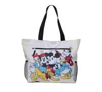 Disney Mickey Stitch Damen-Schultertasche mit Reißverschluss, Netz-Seitentaschen, Mickey Cream, Einheitsgröße