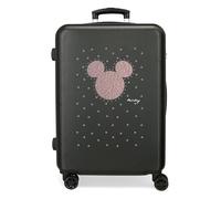 Joumma Disney Mickey-Studs Koffer, mittelgroß, Schwarz, 46 x 65 x 23 cm, starr, ABS, seitlicher Kombinationsverschluss, 56 l, 3 kg, 4 Doppelrollen, Schwarz, Mittelgroßer Koffer