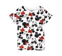Disney Mickey und Minnie Mouse Mädchen T-Shirt niedlich schwarz weiß & rot