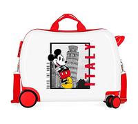 Disney Mickey und Minnie Travel the World Italy Kinderkoffer, weiß, 50 x 39 x 20 cm, starres ABS, seitlicher Kombinationsverschluss, 34 l, 1,8 kg, 4 Rollen, Handgepäck