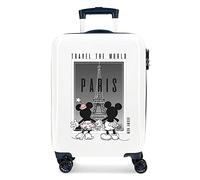 Disney Mickey und Minnie Travel The World Paris Kabinenkoffer Weiß 38x55x20 cm Starres ABS Seitliches Zahlenschloss 34L 2 kg 4 Doppelrollen Handgepäck