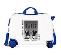 Disney Mickey und Minnie Travel the World Paris Kinderkoffer, weiß, 50 x 39 x 20 cm, starres ABS, seitlicher Kombinationsverschluss, 34 l, 1,8 kg, 4 Rollen, Handgepäck