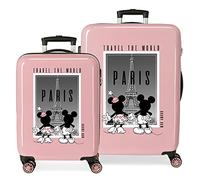 Disney Mickey und Minnie Travel the World Paris Nude Koffer-Set, 55/68 cm, starres ABS, seitliches Zahlenschloss, 104 l, 6 kg, 4 Doppelrollen, Handgepäck