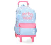 Joumma Disney Micky Vibes Rucksack mit Doppelfach, tragbar, 39,6 cm (15,6 Zoll), Blau, 31 x 44 x 15 cm, Polyester, 24,68 l, blau, Talla única, Rucksack mit Doppelfach und Trolley