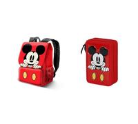 Disney Micky Maus Red - EXP Ausbaufähig Rucksack + Gefülltes Dreifach-Federmäppchen
