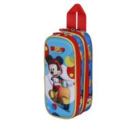 Disney Micky Maus Scooter-3D Doppelfedermäppchen, Blau, 22 x 10 cm