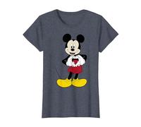 Disney Micky Maus T-Shirt mit Herzmotiv und Hand-Pose T-Shirt, Damen, Blau Meliert, M