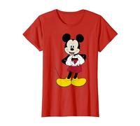 Disney Micky Maus T-Shirt mit Herzmotiv und Hand-Pose T-Shirt, Damen, Rot, M