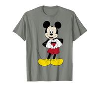 Disney Micky Maus T-Shirt mit Herzmotiv und Hand-Pose T-Shirt, Herren, Heidekraut/Armeegrün, M