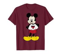 Disney Micky Maus T-Shirt mit Herzmotiv und Hand-Pose T-Shirt, Herren, Kastanienbraun, M