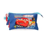 Joumma Disney Cars Lets Race Dreifach-Federmäppchen, Rot, 22 x 12 x 5 cm, Polyester, L, rot, Dreifaches Federmäppchen