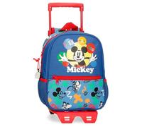 Disney Micky Peek a Boo, Schulrucksack, aus Polyester, Verschiedene Taschen und Fächer, breite Träger, ergonomisch und gepolstert., blau, Rucksack 28 + Trolley
