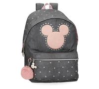 Joumma Disney Micky Studs Schulrucksack für Laptop, anpassbar, Schwarz, 31 x 44 x 15 cm, Polyester, 20,46 l, Schwarz, Schulrucksack für Laptops