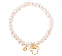 Disney Minnie Armband 375er Gelbgold mit Süßwasserperle für Mädchen, Länge 11,5 cm, mit 9 KT Gelbgold, Schmuck