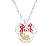 Disney Minnie CF00308SNOVL-Q.PH, versilbertes Messing mit roter Emaille-Schleife, Geburtsstein November, schwimmender Stein, Einheitsgröße, Messing, kein Edelstein, One Size, Messing, Kein Edelstein