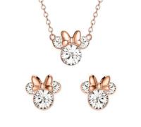 Disney Minnie Damen Set Ohrringe und Anhänger Kristall Blassgold One Size, vergoldet, kein Edelstein