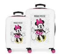 Disney Minnie Enjoy the Day Kofferset Weiß 55/68 cms Hartschalen ABS Kombinationsschloss 104L 4 Doppelräder Handgepäck