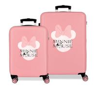 Disney Minnie Heads Hartschalenkoffer für Kinder, seitlicher Kombinationsverschluss, 4 Räder, Handgepäck aus ABS, einem Starren und leichten Material., Rosa, Talla única, Koffer-Set