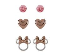 Disney Minnie-Herz, zweifarbig plattiert, 3-teiliges Ohrring-Set