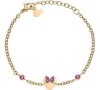 Disney Minnie Mädchen-Armband aus Edelstahl und Zirkonia Kristall, Länge 13-18 cm, Disney Schmuck