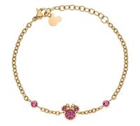 Disney Minnie Mädchen-Armband, Edelstahl, Zirconia Kristall, 13+5cm, Schmuck, Gold