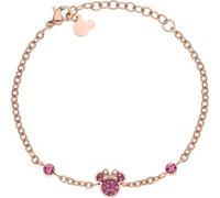Disney Minnie Mädchen-Armband, Edelstahl, Zirconia Kristall, 13+5cm, Schmuck, Rosa