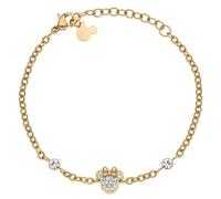 Disney Minnie Mädchen-Armband, Edelstahl, Zirconia Kristall, Länge 13+5cm, Schmuck (Gold 2)