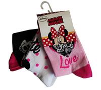 Disney Minnie Maus 3er-Pack Socken Strümpfe Söckchen Mode mit bunten Motiven für Kinder, Mädchen und Jungen (as3, numeric, numeric_26, Pink, Rosa, Weiß)
