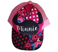 Disney Minnie Maus Baseballmütze Basecap Kappe mit Blumen und Punkten blau-rot, pink-schwarz für Kinder (as3, Numeric, Numeric_52, pink-schwarz)