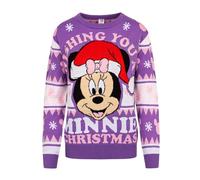 Disney Minnie Maus Damen Weihnachtspullover | Lila gestrickter festlicher Pullover mit Weihnachtsmannhut-Design | Damen Weihnachts-Acrylpulli | Offizielles Merchandise, violett, 34-36