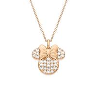 Disney Minnie Maus Schmuck für Damen und Mädchen, Rosa Vergoldetes Sterlingsilber, Zirkonia, Halskette, 45,7 cm Kette, Mickey's 90 Geburtstag Jahrestag