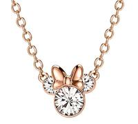 Disney Minnie Maus Halskette aus Messing mit Roségold-Plattierung, wertvollen weißen Zirkonia, Geburtsstein April, für Damen und Mädchen, Fertig zum Verschenken, Offizieller Schmuck