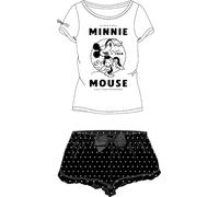 Disney Minnie Maus, Lilo und Stitch Schlafanzug Damen Snoopy Frauen Pyjama Set Kurzarm Nachthemd Hose Sommer Freizeitanzug Gr. S M L XL (DE/NL/SE/PL, Alphanumerisch, M, Regular, Regular, Weiss)