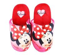 Disney Minnie Maus Mädchen Hausschuhe - Slipper in Rot oder Lila - Größen 28-35 - Weiches Polyester - Rutschfeste Sohle, Farbe: Rot, Größe der Schuhe: 28/29