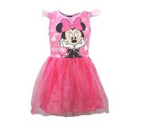 Disney Minnie Maus Mädchen Sommerkleid (Gr. 104-134) - Funkelnder Glitzer-Tüllrock & herziger Minnie-Print - 100% Polyester, Farbe: Rosa, Bekleidungsgröße: 128/134