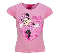 Disney Minnie Maus Mädchen-T-Shirt (Gr. 98-128) - 100% Baumwolle - Fröhlicher Herz-Print in Pink oder Rosa, Farbe: Pink, Bekleidungsgröße: 110