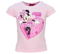 Disney Minnie Maus Mädchen-T-Shirt (Gr. 98-128) - 100% Baumwolle - Fröhlicher Herz-Print in Pink oder Rosa, Farbe: Rosa, Bekleidungsgröße: 116