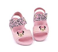 Disney Minnie Maus Sandalen Kinder Kleinkinder | Mädchen Leopard Animal Print Rosa Schieber mit stützendem Riemen | Rosa Sommerschuhe Schuhe