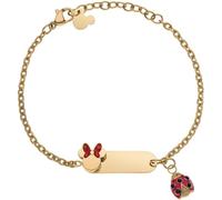Disney Minnie Maus und Marienkäfer Glücksarmband aus medizinischem Edelstahl mit Gold-Plattierung und gravierbarer ID-Platte, für Damen und Mädchen, Fertig zum Verschenken, Offizieller Schmuck