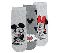 Disney Minnie & Mickey Mouse Socken für Damen - Love Frauen Sneaker Strümpfe Grau (3er Pack) (DE/NL/SE/PL, Numerisch, 35, 38, Regular, Regular, Grau)