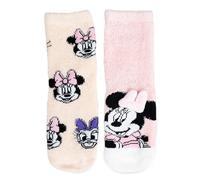 Disney Minnie Mouse 3D ABS Kuschelsocken für Mädchen - Flauschige Kinder Wintersocken Stoppersocken antirutsch Socken Rosa/Beige (2er Pack) (DE/NL/SE/PL, Numerisch, 27, 30, Regular, Rosa/Beige)