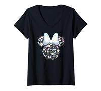 Disney Minnie Mouse April Birth Month Birthstone & Flowers T-Shirt mit V-Ausschnitt