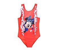 Disney Minnie Mouse Badeanzug für Mädchen, Einteiliger Badeanzug, Herz-Design, Schwimm Badeanzug, Geschenk für Mädchen, Größe 6 Jahre, Rot