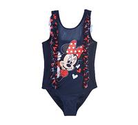 Disney Minnie Mouse Badeanzug für Mädchen, Einteiliger Badeanzug, Herz-Design, Schwimm Badeanzug, Geschenk für Mädchen, Größen 3 bis 8 Jahre (as3, Age, 8_Years, Regular, Blau)