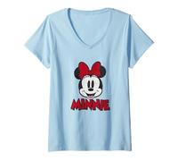 Disney Minnie Mouse Big Red Bow With Name T-Shirt mit V-Ausschnitt
