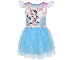 DISNEY Minnie Mouse Blaues kurzärmeliges Tüllkleid, Mädchenkleid (DE/NL/SE/PL, Numerisch, 110, Regular, Blau)