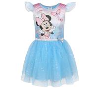 DISNEY Minnie Mouse Blaues kurzärmeliges Tüllkleid, Mädchenkleid (DE/NL/SE/PL, Numerisch, 134, Regular, Blau)