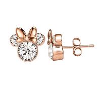 Disney Minnie Mouse Damen Ohrstecker für Frauen, Sterlingsilber, Cubic Zirkonia und rote Emaille-Schleife (Rotgold - April)