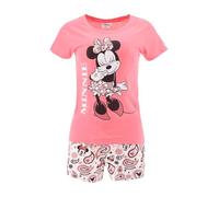 Disney Minnie Mouse Damen Pyjama, Baumwoll T-Shirt und Shorts, 2-Teiliges Pyjama-Set, Geschenk für Frauen, Mädchen und Teenager (DE/NL/SE/PL, Alphanumerisch, L, Regular, Regular, Rosa)